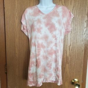 Maurices Pink and White Tie-Dye Short Sleeve Tee